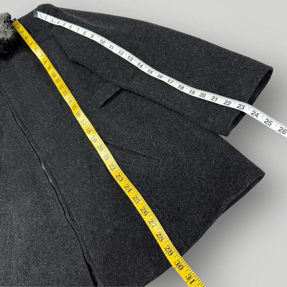 Collection By Gallery Wool Blend Zip Up Peacoat Faux Fur Collar Size L Dark Gray - Picture 15 of 16